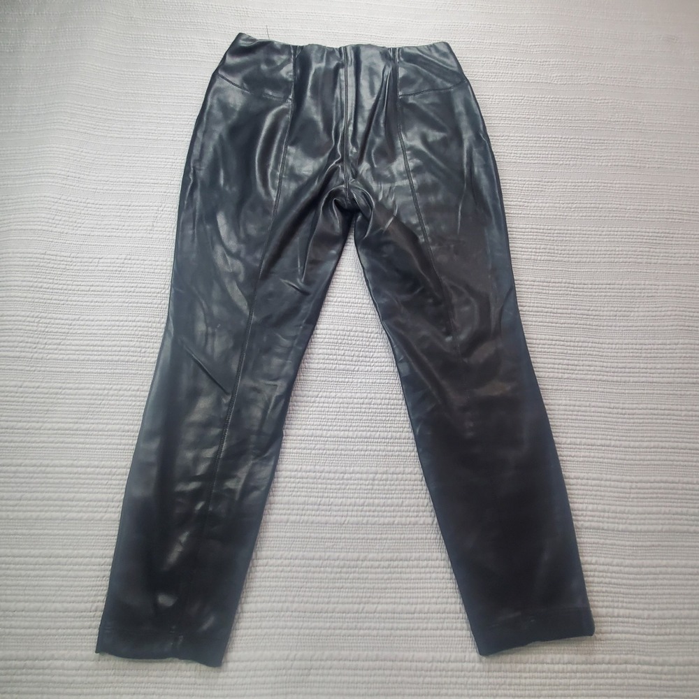 Marc New York Andrew Marc Black Vegan Leather Flat Front Cropped Pants Womens
